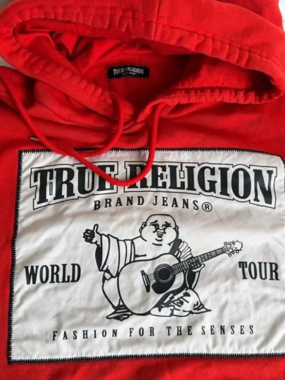 True Religion Red “Lava” Hoodie Pullover Logo Sweatshirt